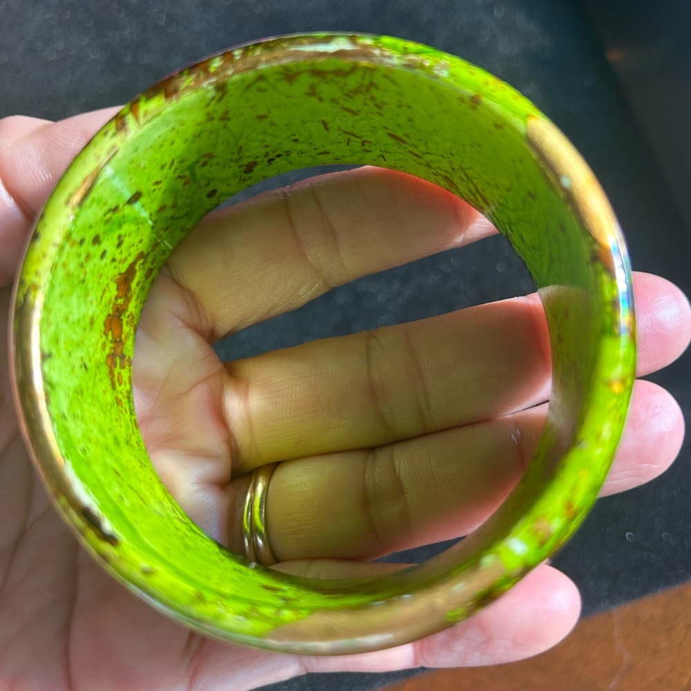 Green Bangle Statement Bracelet - image 1